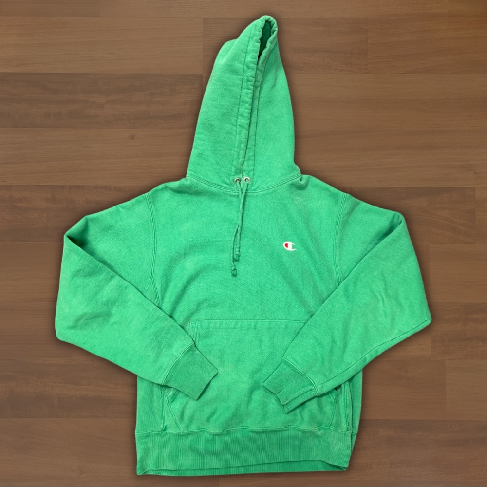 Y2k Green Champion Essential Embroidered Reverse Weave  Hoodie